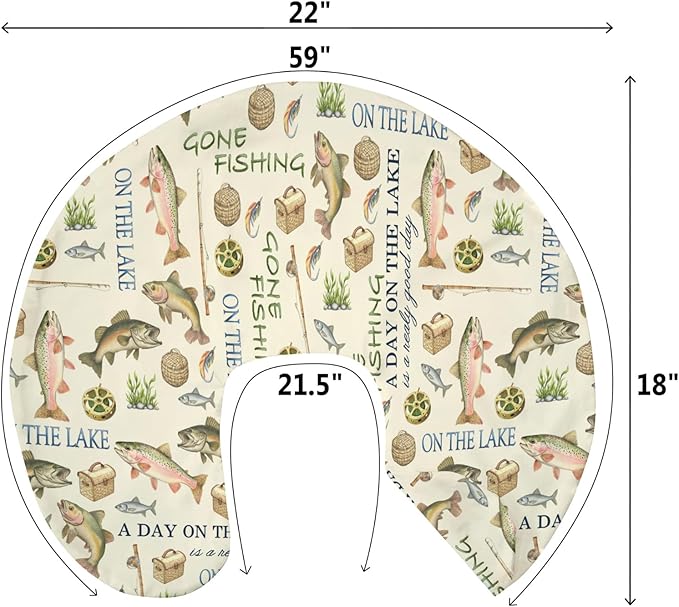 Gone Fishing Nursing Pillow Covers for Boy Girl Vintage Lake Fishing Lovers Gift Nursing Pillow Slipcovers for Breastfeeding Pillows Vacation Outdoors Adventure Soft Stretchy Cover for Newborn Infant