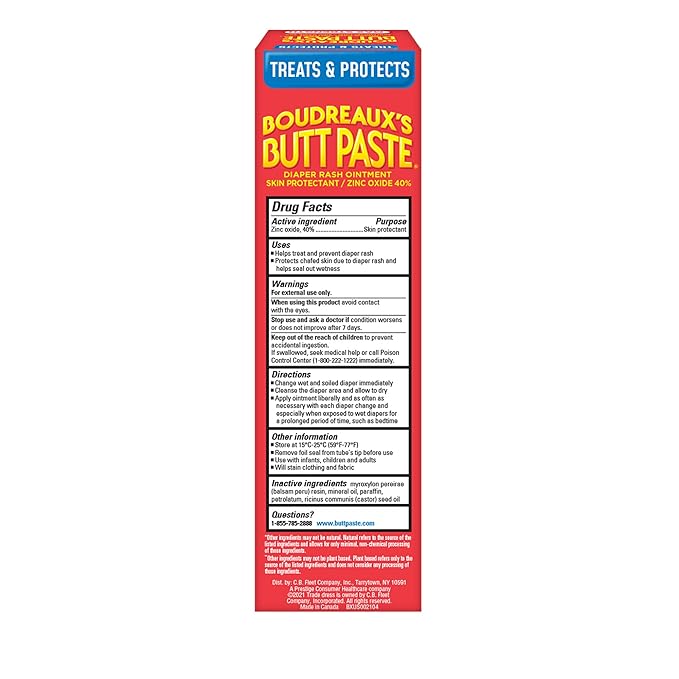 Boudreaux's Butt Paste Maximum Strength Diaper Rash Cream, Ointment | For Baby | 4 oz Tube | Pack of 3