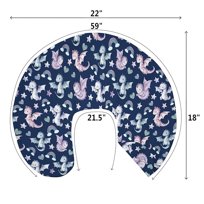 Fairytale Dragon Love Stars Baby Nursing Pillow Covers for Boy Girl Baby Dragons Purple Nursery Feeding Pillowcase for Breastfeeding Pillows Fantasy Animal Soft Stretchy Slipcover for Newborn Infant