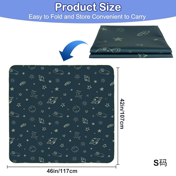 Basumee Splat Mat High Chair Mat Waterproof Baby Play Splat Mat for Under High Chair Food Catcher Highchair Mat for Floor Non Slip Bottom, Dark Blue Space, 46x42 Inches