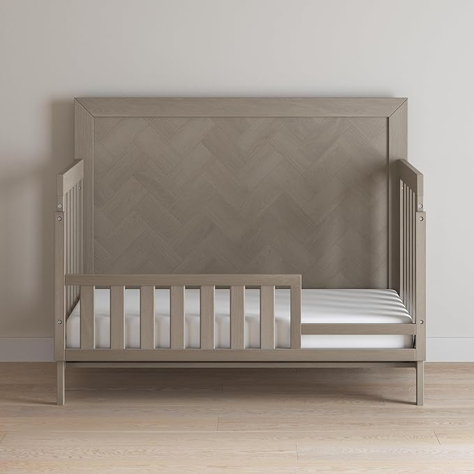 Child Craft Toddler Bed Guard Rail Converts Kieran 4-in-1 Convertible Cribs into Toddler Bed, Made of Pinewood, Non-Toxic Finish (Crescent Gray)