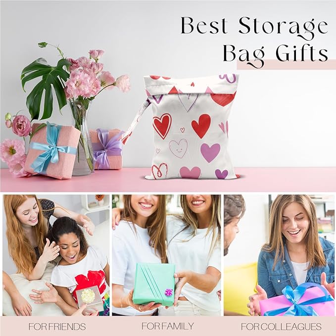 Wet Bag, Wet Dry Bag, Swimsuit Bags, Beach Essentials, Heart Decor Waterproof Bags for Travel, Beach, Pool, Diapers, and Dirty Yoga Gym Clothes