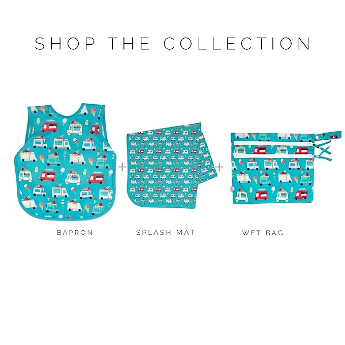 BapronBaby Ice Cream Truck Bapron - No Neck Tie Safer Bib for Baby & Toddler - Soft Waterproof Stain Resistant - Machine Washable - Sz Baby/Toddler 6m-3T