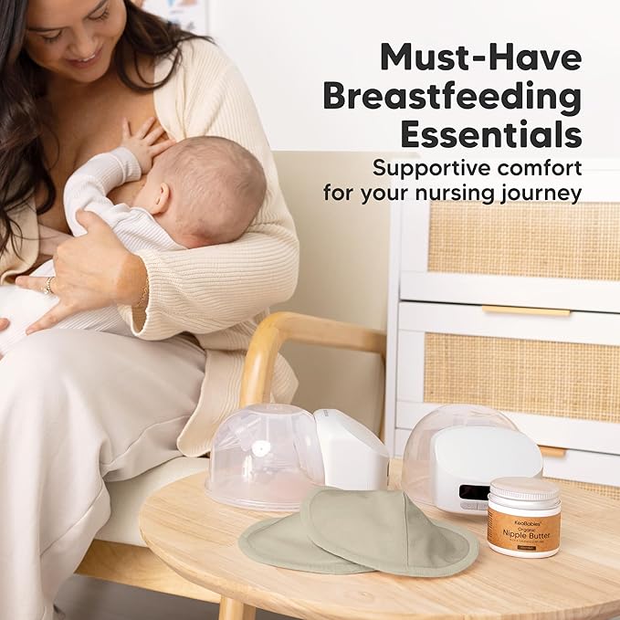 Organic Nursing Pads - 14 Washable Breast Pads for Breastfeeding, Wash Bag, Viscose Derived from Bamboo Reusable Nipple Covers for Breastfeeding Essentials, Soft & Absorbent (Sable, L 5")