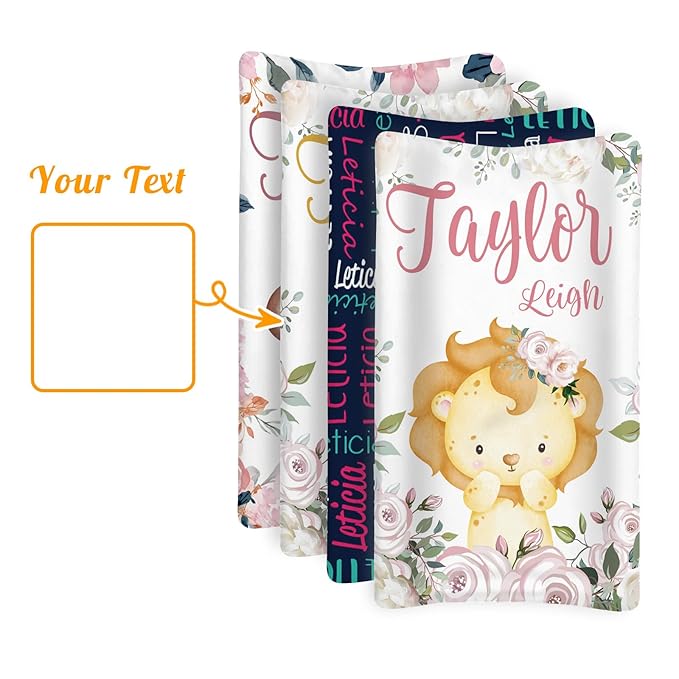 Custom Changing Pad Cover Set - Jersey Knit Comfy CozyUltra Soft Unisex Diaper Changing Table Covers with Personalized Name for Baby Boys Girls - Waterproof Ultra Soft 4 Pcs Set Style02