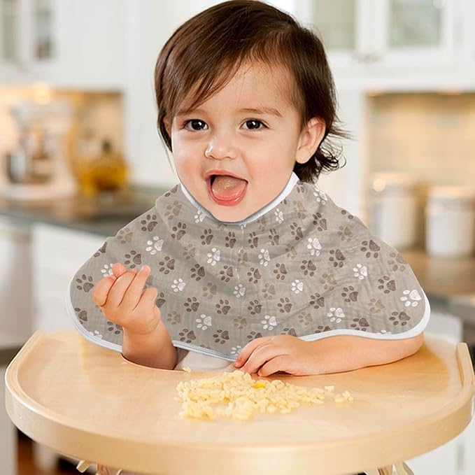 Brown Dog Paws Baby Muslin Burp Cloths Set of 2 Paw Muslin Washcloths Cute Milk Spit Up Rags Soft Newborn Towel Burp Cloth Bib for Unisex Boys and Girls, 22 x 11 Inch