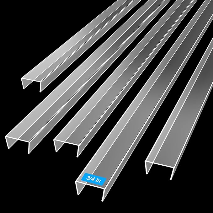 MONOID Drawer Edge Protector, Slip-On Clear Table Corners Guards, Door Kitchen Furniture Bumper, Prevent Wear, Impact Protection, Ease to Cut, 3/4" Thick, 36" Length – Clear, Pack of 5