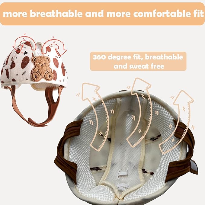 Soft Infant Safety Helmet,Baby Helmet for Crawing Walking,Baby Helmet 1-2 Years for Anti-Fall Head Protector,Adjustable