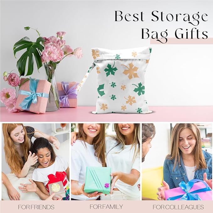 Wet Bag, Wet Dry Bag, Waterproof Swim Bags, Machine Washable Reusable Bags for Beach, Pool, Diapers, and Dirty Yoga Gym Clothes(Maple Leaf Floral Print)