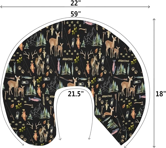 Fishing Hunting Life Baby Nursing Pillow Covers for Boy Deer Bass Fish Animal Nursing Slipcovers for Breastfeeding Pillows Nature Lover Gift Soft Stretchy Removable Cover for Newborn Infant