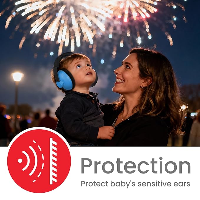 Baby Headphones for Noise Protection - Infant Ear Muffs Noise Protection - Toddler Noise Cancelling Headphones - Baby Ear Protection for 0 to 36 Months, Adjustable - Blue