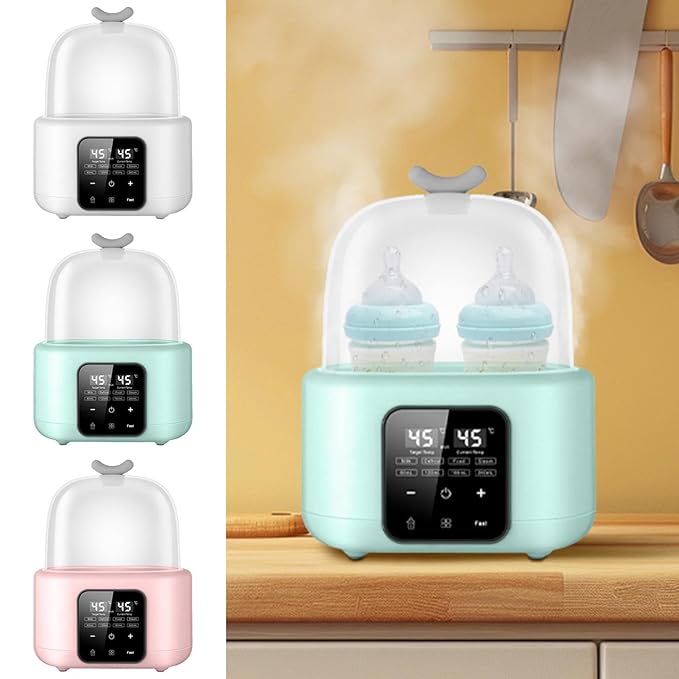 Double Bottle Warmer with Smart Temperature Control, Fast Baby Food Heater and Defrost Warmer with Timer for Twins, LED Display Accurate Temperature Adjustment for Baby Milk Breastmilk (White)