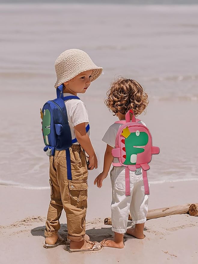 3 in 1 Toddler Harness Leash-Baby Walking Safty Harness + 8.2ft Anti Lost Wrist Link + Cute Dinosaur Backpack,Kids Walking Tether with Key Lock for Boy‘s Outdoor Activity Travel (Pink)