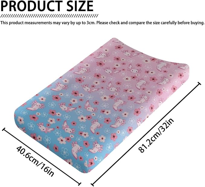 Axolotl Cherry Blossom Changing Pad Cover Waterproof Diaper Changing Cover Durable Breathable Soft Universal Tray Table Mat Infant/Toddler