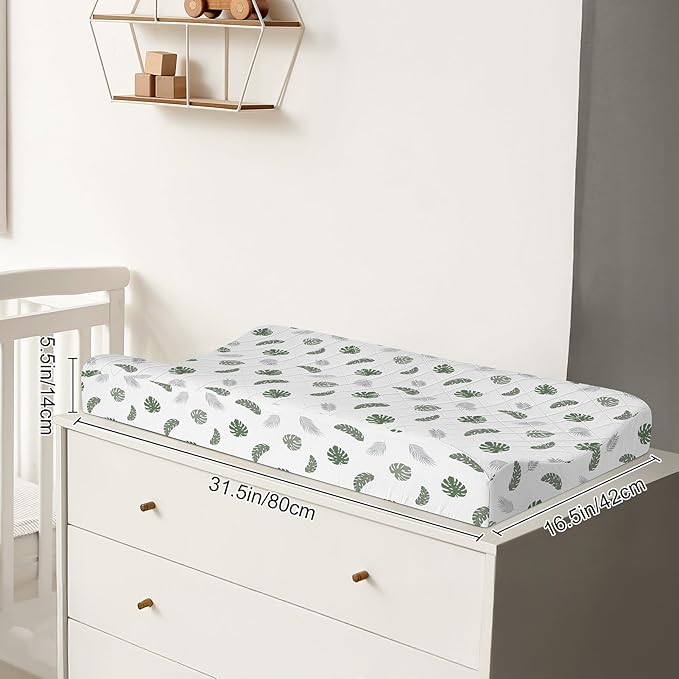 FIOBEE Changing Pad Cover Waterproof 2 Pack Quilted Diaper Change Table Sheets Breathable & Ultra Soft for Newborn Baby Boys Girls Fitted Changer Pads 32"x 16", Green