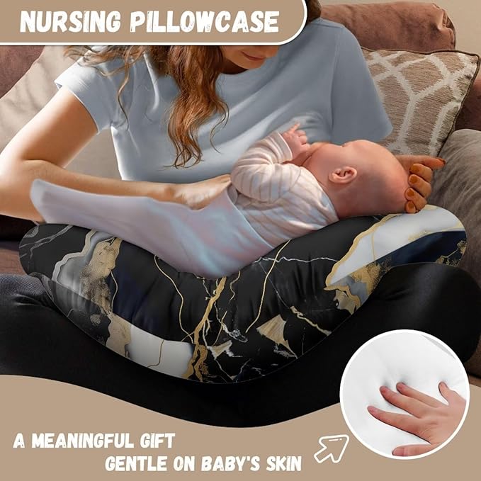 Marble Nursing Pillow Cover Quick-Dry Fabric Fits The Original Support Pillow for Breastfeeding and Bottle Feeding Soft Snug Fits On Infant Nursing Pillow