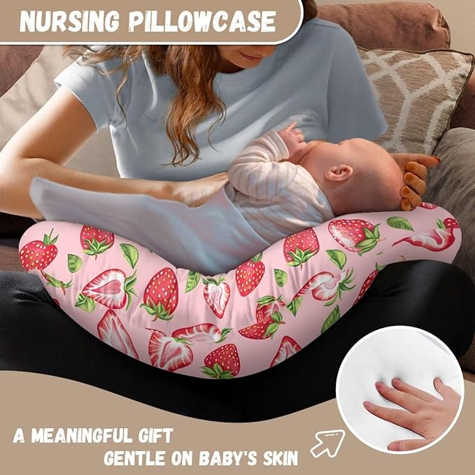 Lemon Nursing Pillow Cover for Baby Girl, Soft Removable Breast Feeding Pillow Cover, Nursing Pillow Cases Fit Standard Nursing Pillow