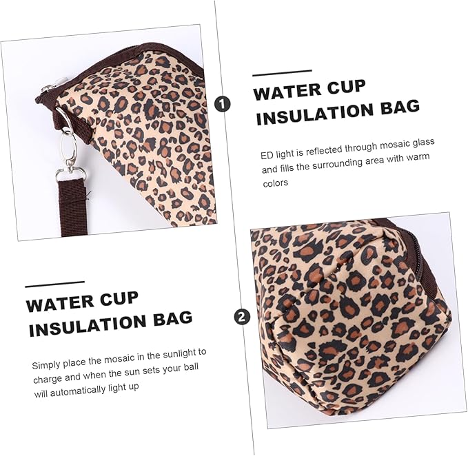 1pc Baby Bottle Insulation Bag - Large Capacity, Thermal, Oxford Cloth, Leopard Print, Zippered Pocket, 1200ml, Unisex
