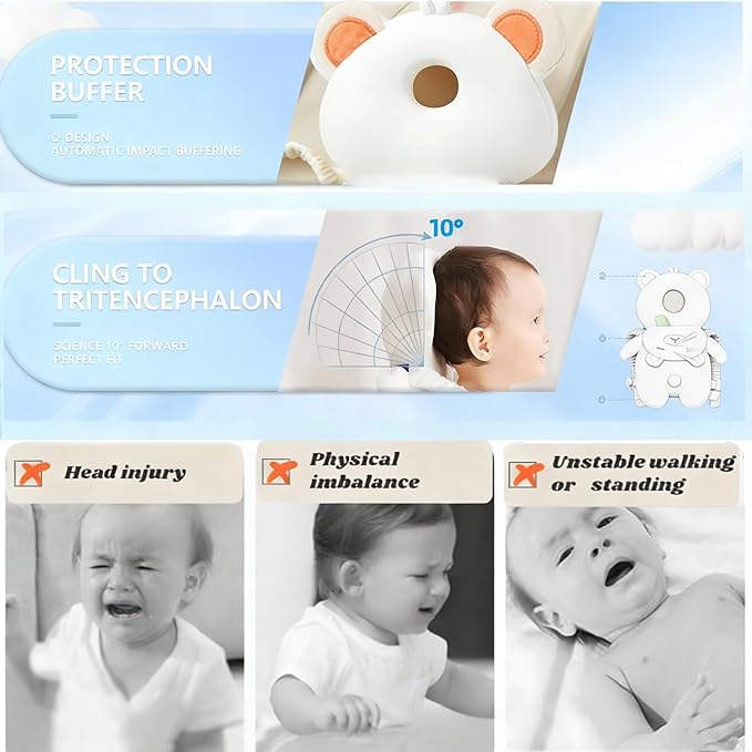 Baby Head Protector Backpack, Toddler Baby Head Protection Backpack with Baby Knee Pads Alarm Function for Walking & Crawling, Soft, Breathable and Wearing Safety Baby Head Protector- Yellow Chick