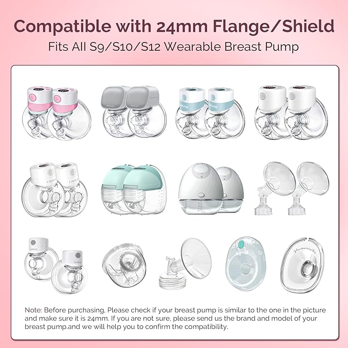 Flange Insert 10PCS 13/15/17/19/21mm for Momcozy S9/S9pro/S10/S12/S12pro/Medela/Tsrete/Spectra/Bellababy etc 24mm Wearable Breast Pump, Reduce 24mm Tunnel Down to Other Correct Size