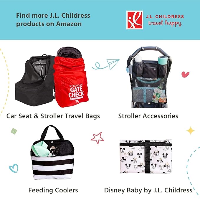 J.L. Childress Full Body Portable Changing Pad for Babies - Diaper Changing Mat for Travel, Baby Accessory Essentials, Wipeable & Water-Resistant, Foldable & Compact, Extra Large - Black Stripe