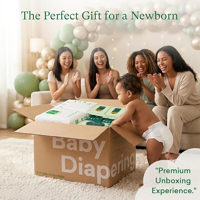 PurComfy Baby Diapers Essential Kit, 4 Pack Size 6 Diapers (112 Ct), 6 Baby Wipes (360Ct), 4 Travel Pack Wipes (32Ct) and 2 Dry Wipes (120Ct), All in One Newborn Essentials Kit, Total 624 Count