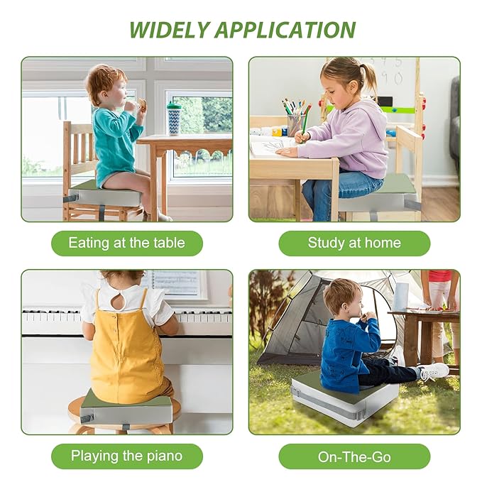 Booster Seat for Table - PU Waterproof Strong Support Toddler Booster Seat for Dining Table, Portable Booster Chair with Adjustable Elasticity Straps for Toddlers Eating Travel Home