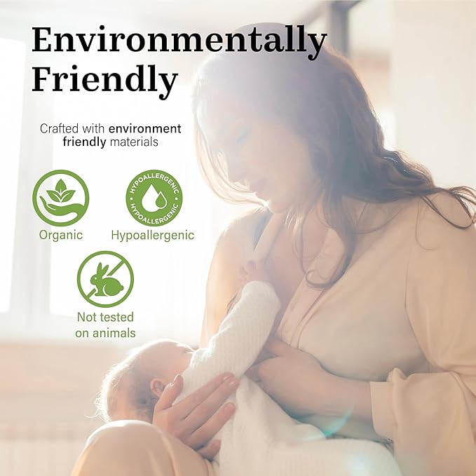 Reusable Non-Slip Nursing Pads, 14 Washable Organic Cotton Breast Pads, Ultra Absorbent & Leakproof, Soft, Thin & Discreet, Comfortable for Sensitive Skin, Postpartum Essential