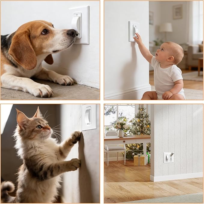 Light Switch Guard, 4 Pack Light Switch Lock, Light Switch Cover Guard, Child Proof Light switch cover, Prevent Children and Adults from Accidentally Turning Your Lights on or off (White)