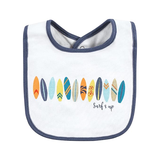Hudson Baby Unisex Baby Cotton Bibs, Surfer Dude, One Size