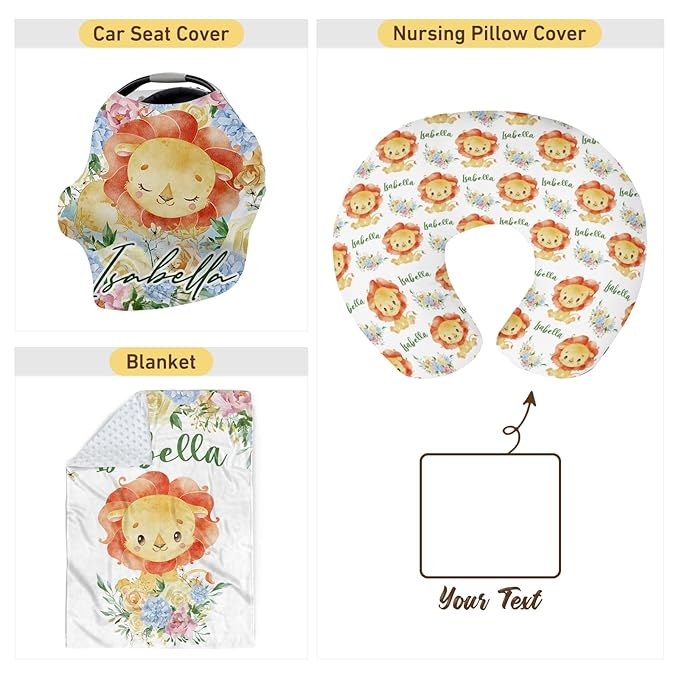 Dyoart Custom Baby Nursing Pillow Cover for Nursing, Lion Theme Removable Nursing Covers for Breastfeeding Pillows, Ultra Soft Comfortable Slipcover for Newborn Baby Boys and Girls