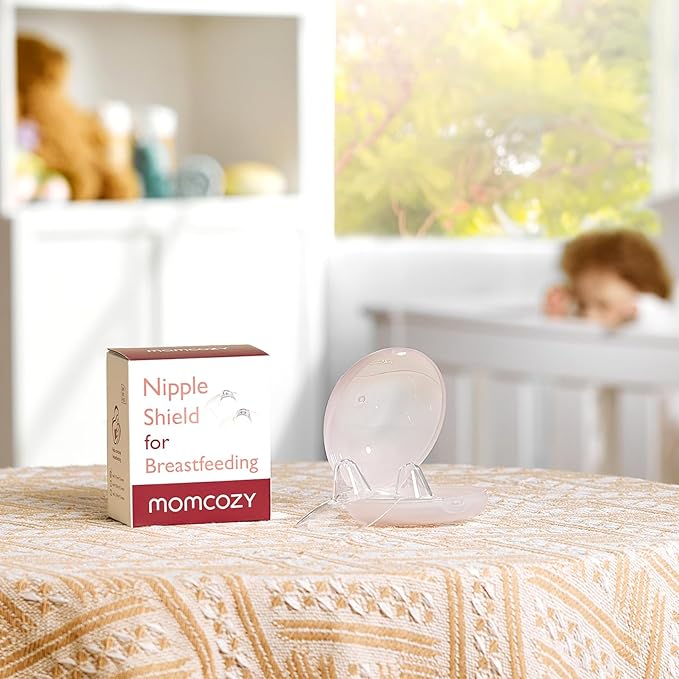 Momcozy Ultra-Thin Nipple Shields, 100% Food-Grade Silicone for Breastfeeding Moms, BPA/BPS-Free, Super-Soft & Portable Carry Case Included, 24mm
