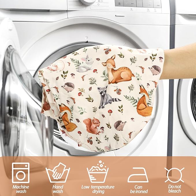 Nursing Pillow Cover for Baby Boy and Girl, Ultra Soft Comfortable Stretchy Removable Slipcover for Newborn Breastfeeding Pillows, Woodland Animals