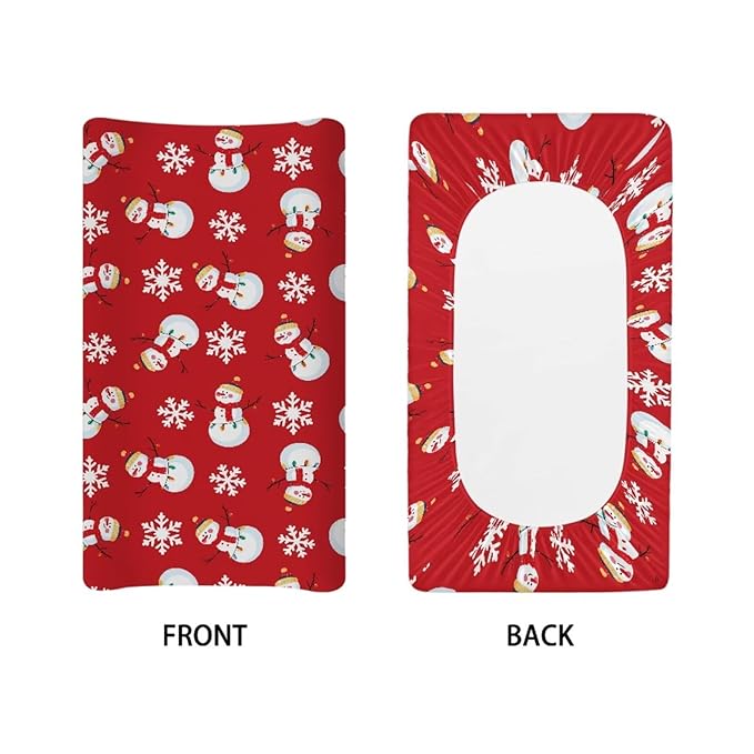 Snowman Changing Pad Cover for Baby Soft and Comfy Changing Table Pad Cover with Elastic Edge Breathable Cradle Mattress Sheets for Newborn Gift for Holiday