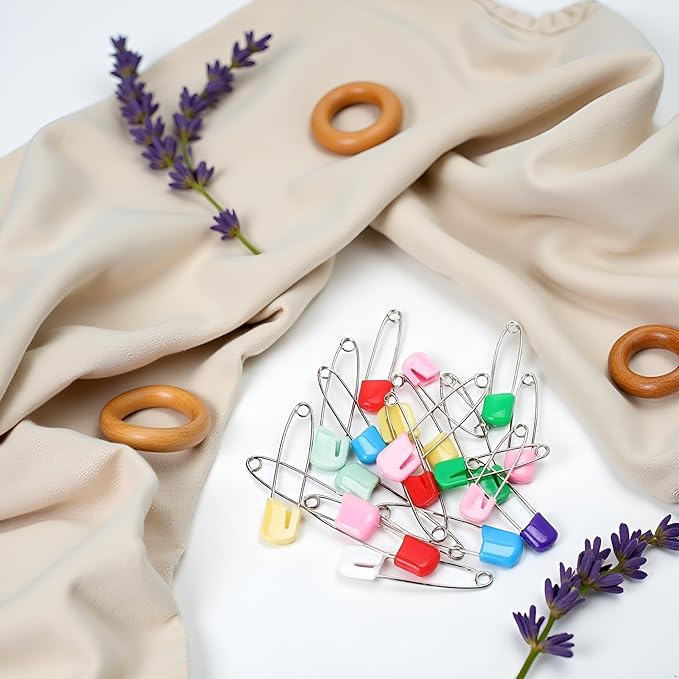 20 Pcs 2 Inch Baby Infant Child Cloth Nappy Diaper Pins Safety Locking Holder Colorful Safety Pins Heavy Duty, Diaper for Pins and Fasteners, Cloth Diapers and Accessories