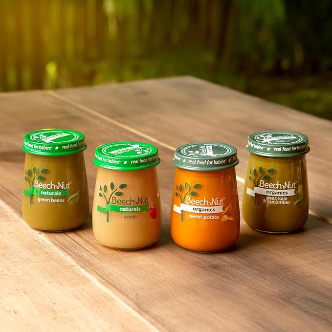 Beech-Nut Organic Baby Food Jars, Organic Banana & Granola Puree, Stage 2 Baby Food for Babies 6 Months and Up, Non-GMO, 4oz Glass Jars, 10ct