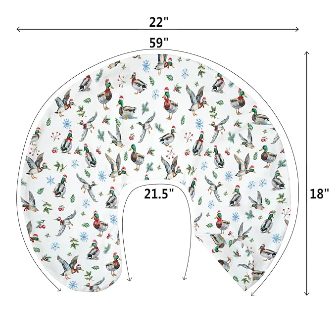 Christmas Mallard Ducks Baby Nursing Pillow Covers for Boy Girl Wild Ducks Cherry Fir Leaves Nursing Pillowcase for Breastfeeding Pillows Winter Hunting Duck Soft Stretchy Slipcovers for Newborn