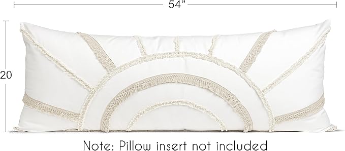 Sweet Jojo Designs Ivory Boho Chic Sun Boy Girl Unisex Body Pillow Cover Case Decorative Accent Long Couch Kid Bed Pregnancy Pillowcase 54x20 Off White Cotton Bohemian Shabby Southwestern Beige Fringe