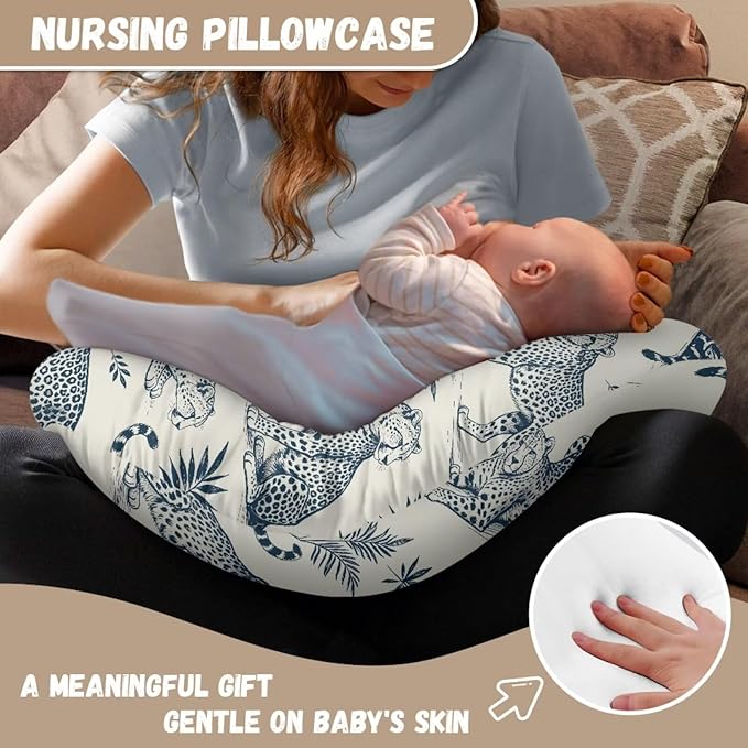 Jeiento Tiger Animal Nursing Pillow Covers Cute Animal Pattern Breastfeeding Pillow Slipcover Soft Comfort Fabric Cover for Baby Girl and Boys,Cover Only for U-Shaped Pillowcase
