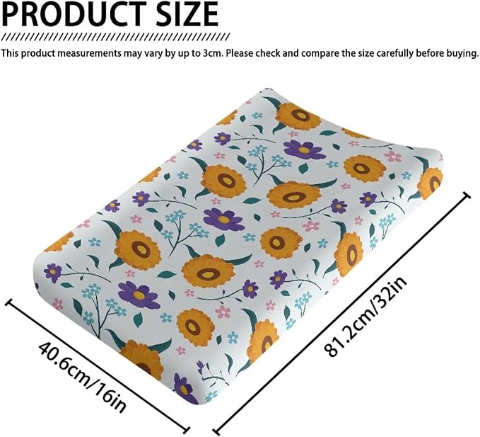 Daisy Changing Pad Cover Waterproof Sheet Crib Mat for Boys Girls Breathable Lightweight Changing Table Cover Cozy Cradle Sheets