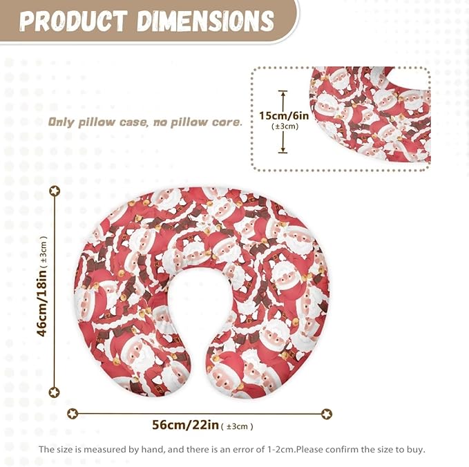 Santa Claus 3 Nursing Pillow Case for Newborn Support for Breastfeeding,Bottle Feeding & Bonding Feeding Pillow Cover Soft and Cozy Breastfeeding Pillow Slipcover Cover Only