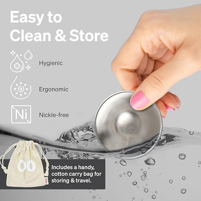 The Original Silver Nursing Cups by LoveNoobs, Silver Nipple Covers Breastfeeding, XL Nipple Shields for Nursing Newborn, Post Partum Essentials, Nickel-Free