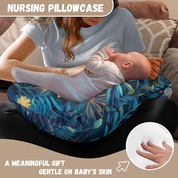 Dolphin Nursing Pillow Cover Girl Breast Feeding Pillows for Mom, Nursing Pillows for Breastfeeding, Slipcovers for Newborn Boys & Girls