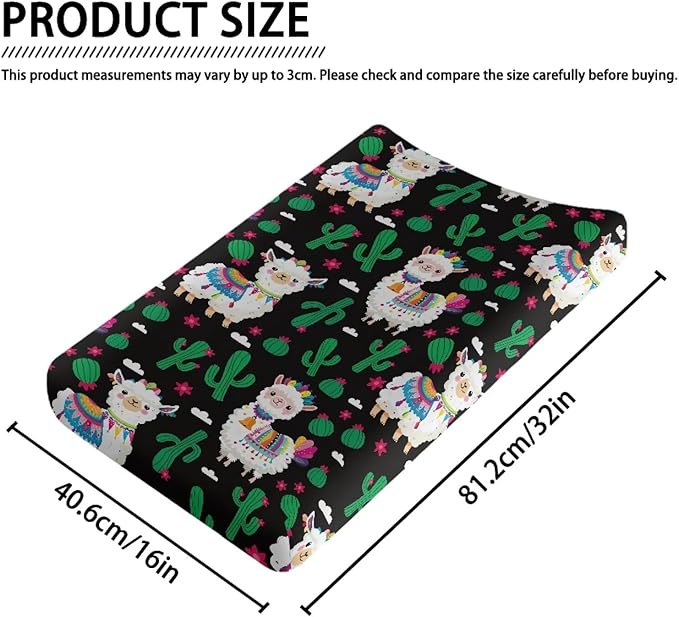 Alpaca Cactus Changing Pad Cover Durable Breathable Nursery Pad Change Cover Waterproof Lightweight Soft Universal Tray Table Mat