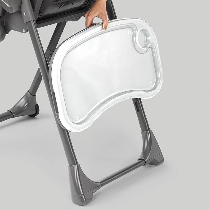 Chicco Polly Space-Saving Foldable High Chair with Easy-Clean Seat Pad, High Chair for Babies and Toddlers with Multi-Position Recline and Height Adjustment, for Children up to 40 lbs., Taupe/Beige