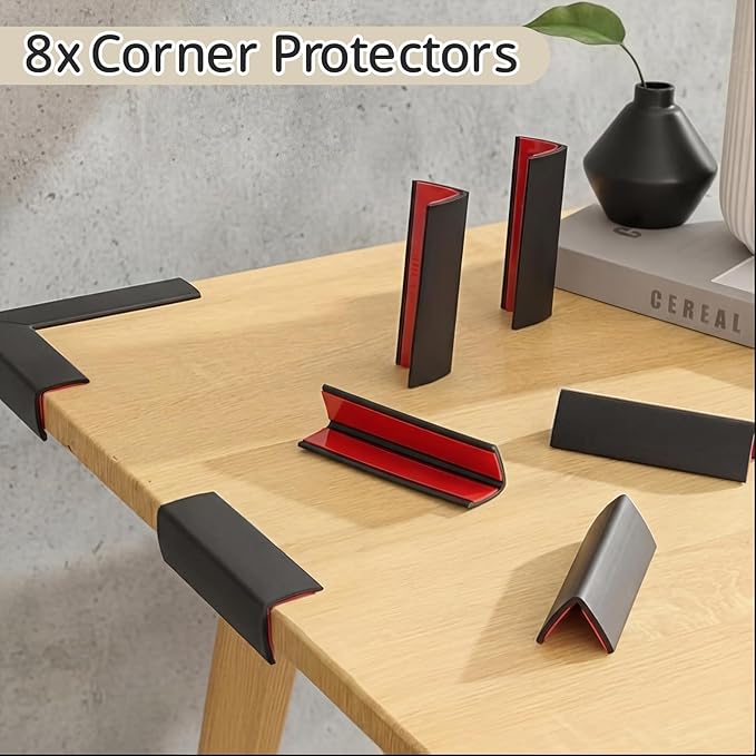 Pangda Baseboard Corners Blocks Self Adhesive Rubber Safety Corner Protectors Proofing Edge Guard Corner Cushion for Wall Furniture Edge(Black,8 Pcs)