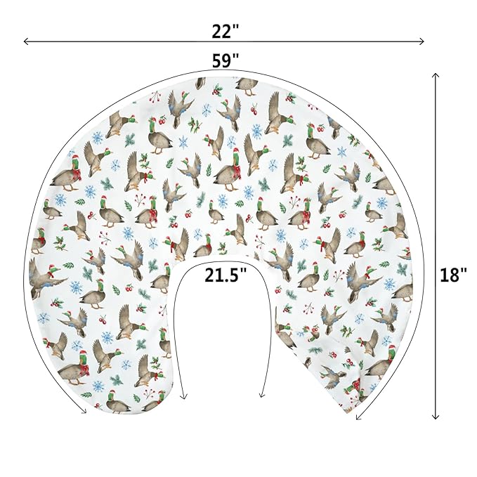 Christmas Mallard Ducks Baby Nursing Pillow Covers for Boy Girl Winter Green Ducks Fir Leaves Snowflakes Nursing Pillowcase for Breastfeeding Pillows Hunting Ducks Soft Stretchy Slipcovers for Newborn