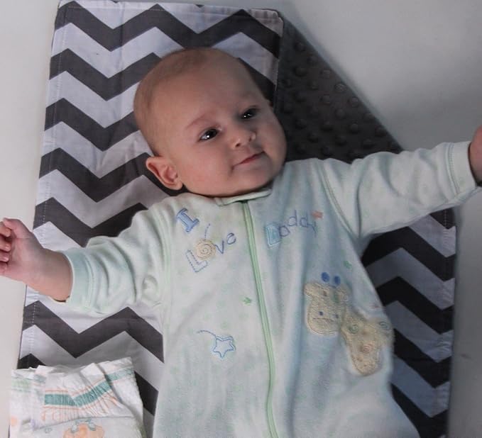 Baby Travel Changing Pad, Grey Chevron