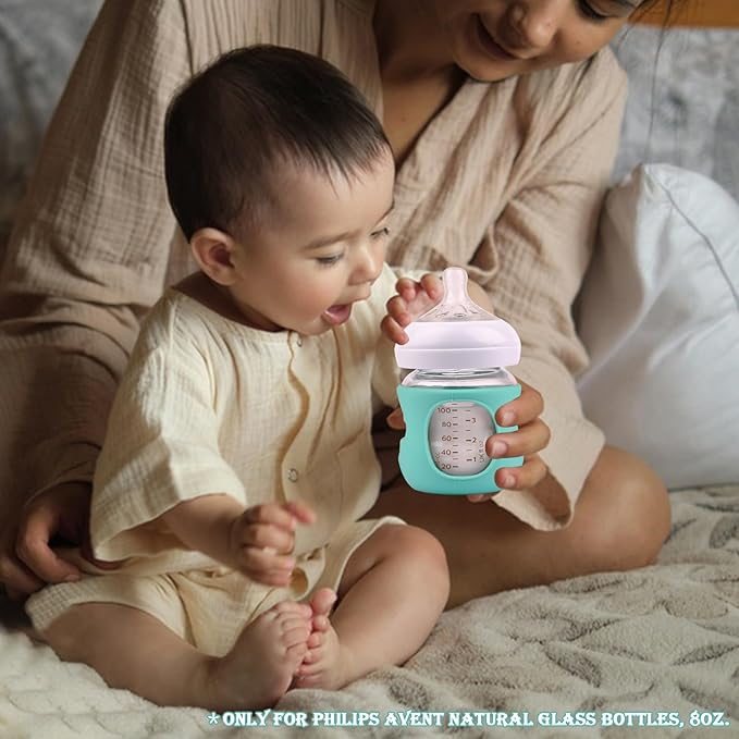 3 Pack Silicone Sleeves for Avent Natural Glass Baby Bottles, Anti Breakage Baby Bottle Holder, Compatible Philips Avent Glass Natural Baby Bottle 4 oz, BPA Free