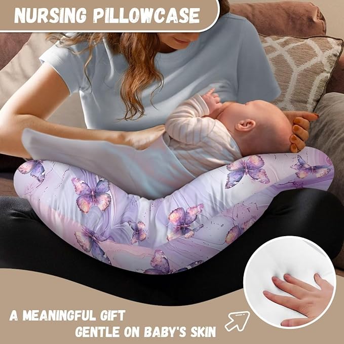 Pretty Butterfly Nursing Pillow Cover for Newborn Breastfeeding Pillow Slipcover Casual Nursing Pillow Case